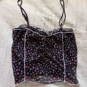 Tilly's Black and Pink Sleeveless Crop Camisole